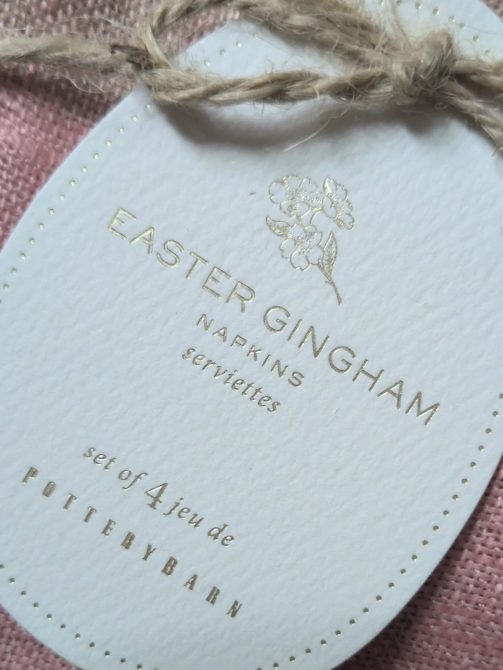 POTTERY BARN I NWT 4 Pastel Pink, Green, Yellow, & Blue Gingham Easter Napkins